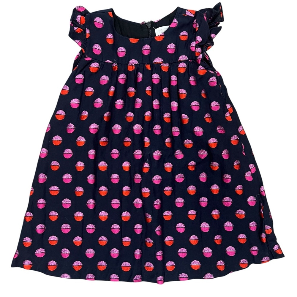 Gymboree Navy Dress with Pink and Orange Dot Accents
